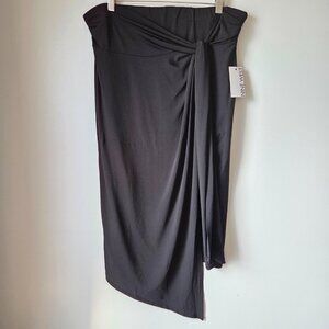 NWT NINE WEST BLACK WRAP / TIE STYLE MIDI SKIRT SIZE XL